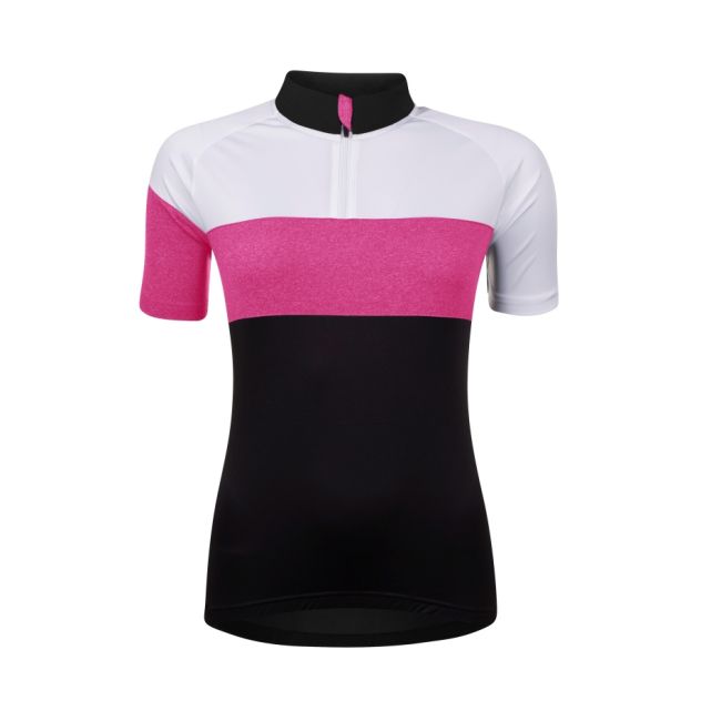 Bluza ciclism Force View Lady maneci scurte negru/alb/roz
