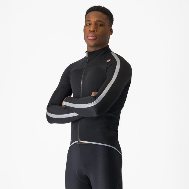 Jacheta de ploaie Castelli Ultra Rain Cape, pentru barbati, negru/argintiu reflex