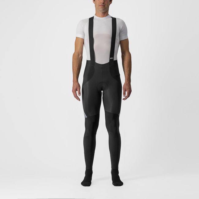 Pantaloni lungi cu bretele Castelli Sorpasso RoS, Negru/Argintiu Reflex