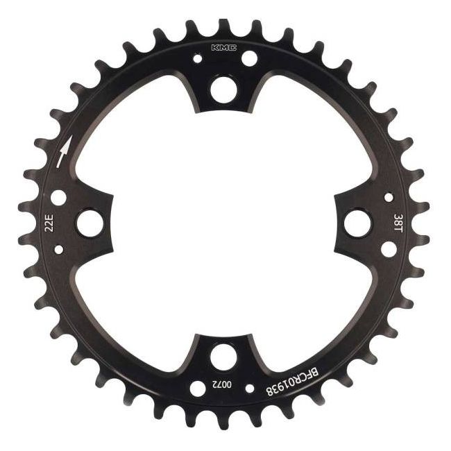 Placa pedalier KMC 38T 1.9mm BCD104 AL7075 Neagra