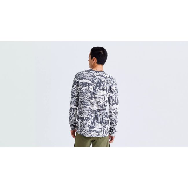 Tricou Ciclism SPECIALIZED/FJALLRAVEN Men's Cotton Caliswe (L/S) - Basalt/Eggshell