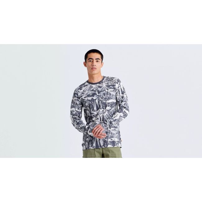 Tricou Ciclism SPECIALIZED/FJALLRAVEN Men's Cotton Caliswe (L/S) - Basalt/Eggshell