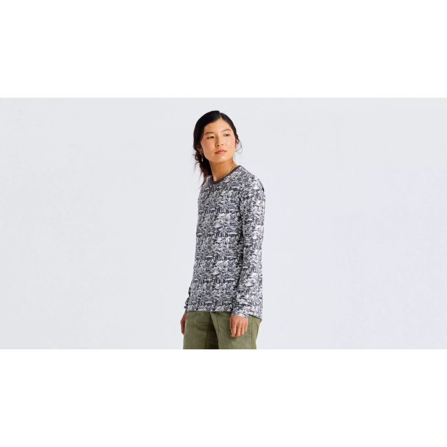 Tricou Ciclism SPECIALIZED/FJALLRAVEN Women's Cotton Caliswe (L/S) - Basalt/Eggshell