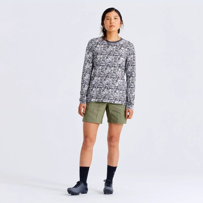 Tricou Ciclism SPECIALIZED/FJALLRAVEN Women's Cotton Caliswe (L/S) - Basalt/Eggshell