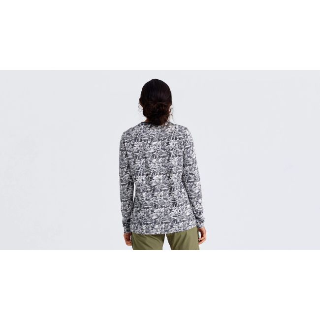 Tricou Ciclism SPECIALIZED/FJALLRAVEN Women's Cotton Caliswe (L/S) - Basalt/Eggshell