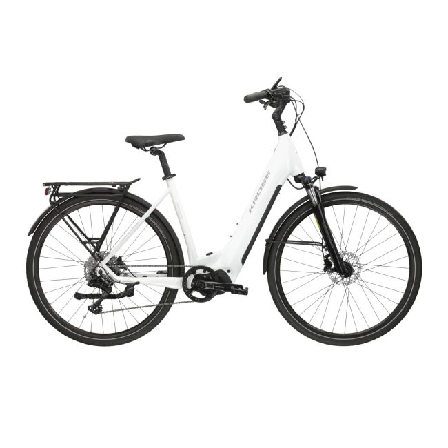 Bicicleta Electrica Trekking Kross Trans Hybrid 5.0 LS 28 inch alba microSHIFT