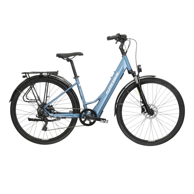 Bicicleta Electrica Trekking Kross Trans Hybrid 1.0 LS 28 inch albastra microSHIFT