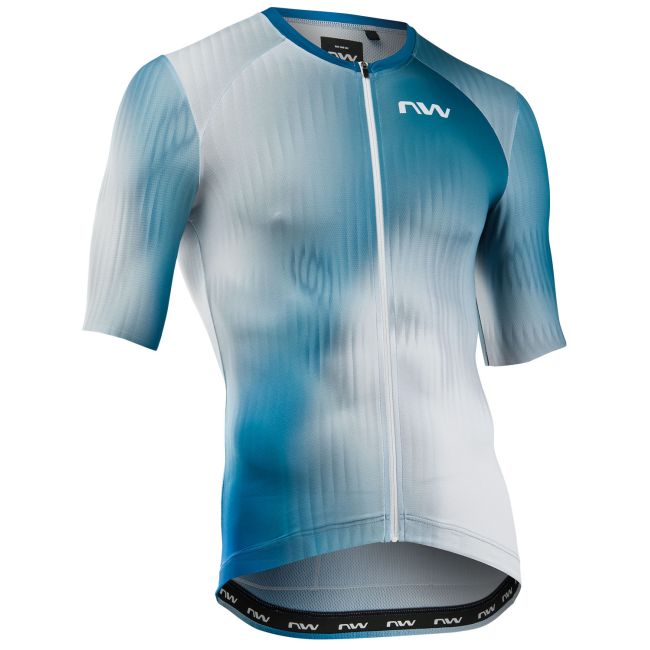 Tricou cilism Northwave Blade scurt L alb/albastru