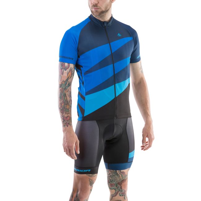 Tricou ciclism Merida Cx Design scurt albastru negru fermoar lung 740122-422