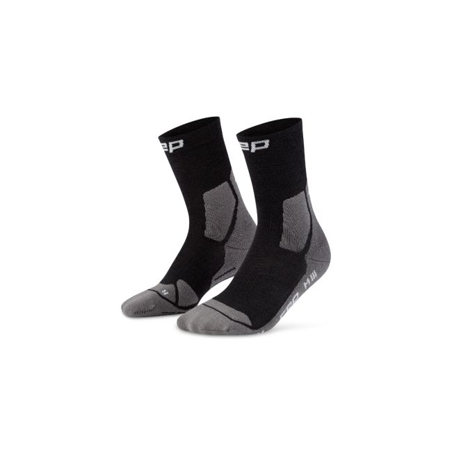 Șosete compresie hiking CEP Hiking Light Cushion Mid Cut - negru/gri