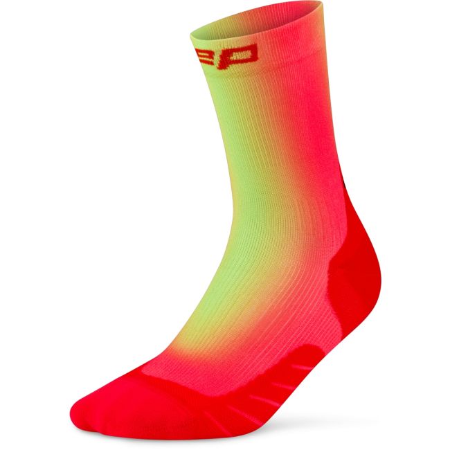 Șosete compresie CEP Run Gradient Mid Cut 5.0 - roșu/lime | alergare