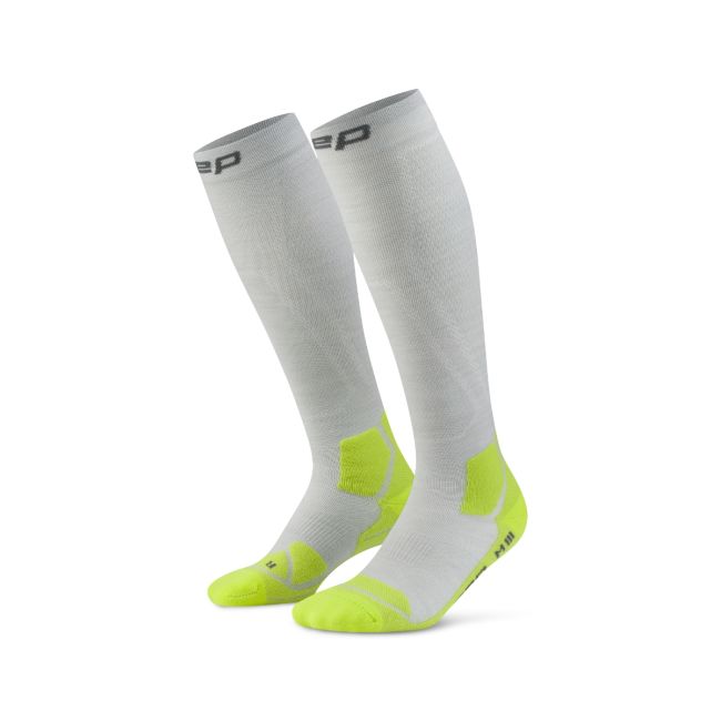 Șosete compresie înalte CEP Hiking Light Cushion - gri | acid lime | drumeții