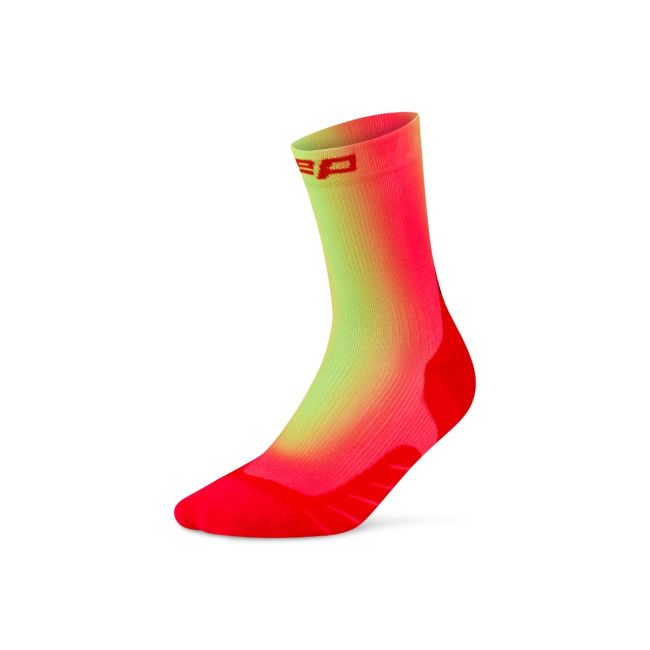 Șosete compresie CEP Run Edition Gradient 5.0 Mid Cut W - roșu/verde lime