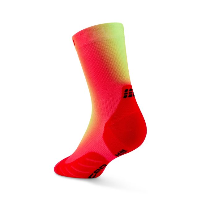 Șosete compresie CEP Run Edition Gradient 5.0 Mid Cut W - roșu/verde lime