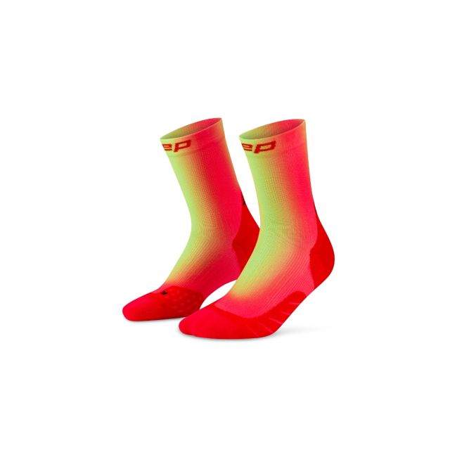 Șosete compresie CEP Run Edition Gradient 5.0 Mid Cut W - roșu/verde lime