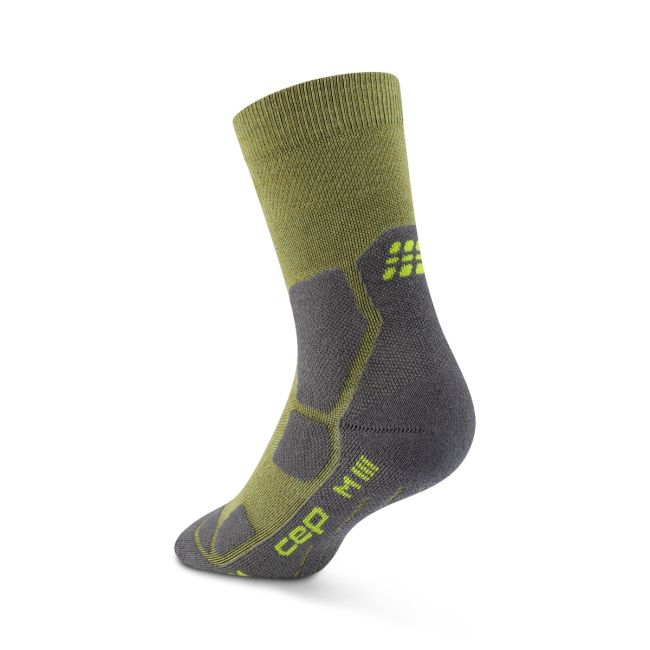 Șosete compresie CEP Hiking Mid Cushion - olive/gri | drumeții
