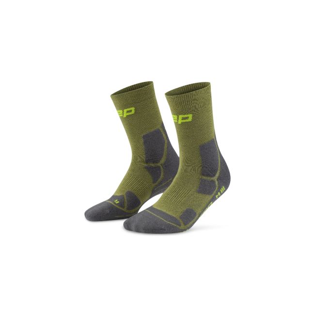 Șosete compresie CEP Hiking Mid Cushion - olive/gri | drumeții