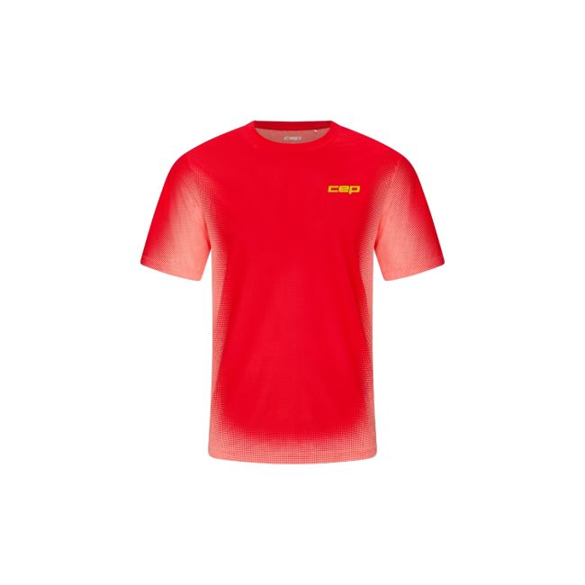 Tricou alergare CEP Core Run Short Sleeve - coral neon fade | respirabil