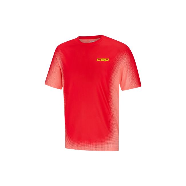 Tricou alergare CEP Core Run Short Sleeve - coral neon fade | respirabil