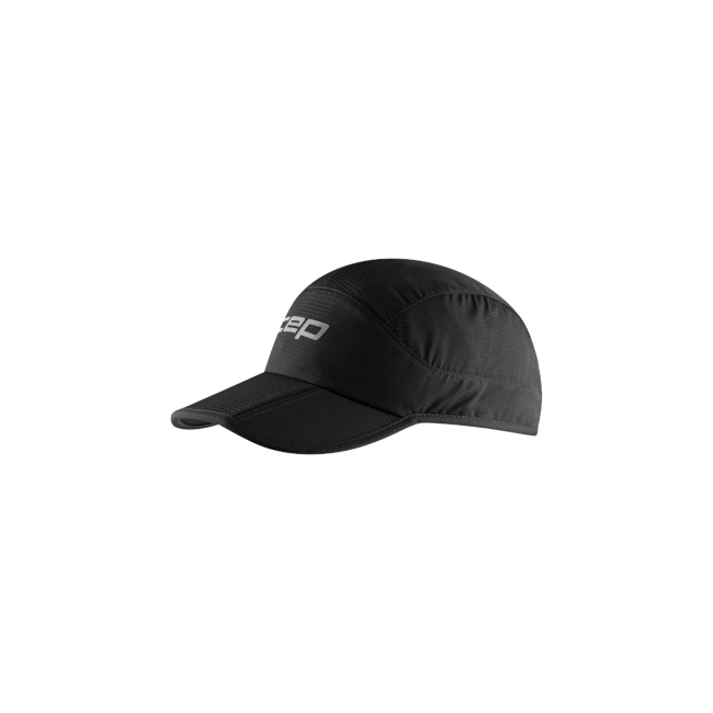 Șapcă pliabilă alergare CEP Run - negru | protecție UV și ventilație