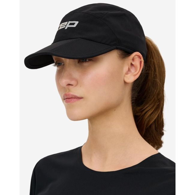 Șapcă pliabilă alergare CEP Run - negru | protecție UV și ventilație