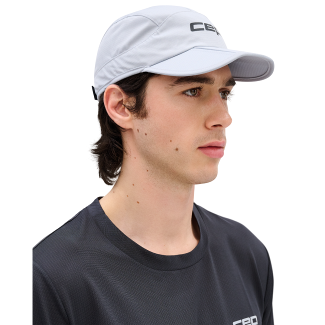 Șapcă pliabilă alergare CEP Run | protecție UV și ventilație - light grey