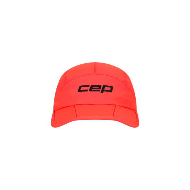 Șapcă pliabilă alergare CEP Run | protecție UV și ventilație - neon coral