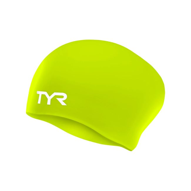 Cască înot silicon TYR Long Hair - verde Limelight | fără cute