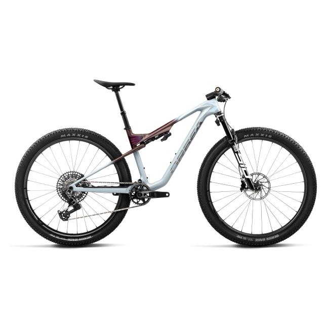Orbea OIZ M10 AXS (2027) - bicicletă MTB XC full suspension - Frozen Concrete - Sunset Carbon View (Matt)