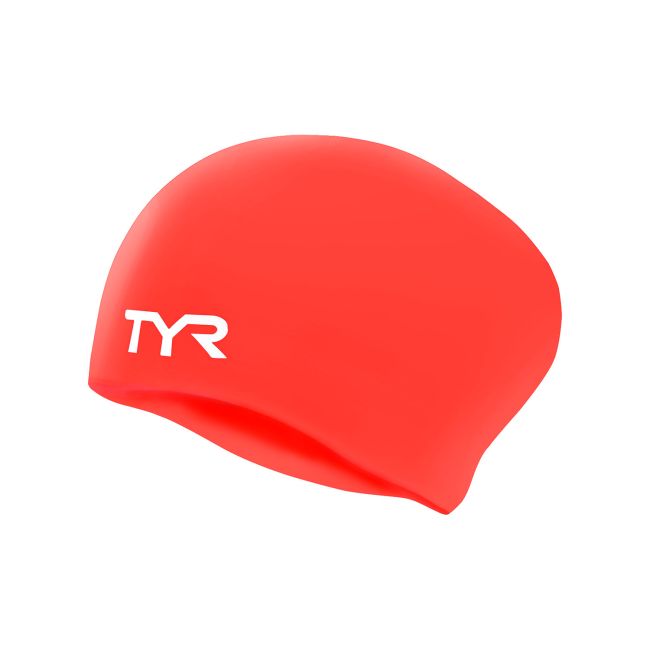 Cască înot silicon TYR Long Hair - roșu Bright Red | fără cute