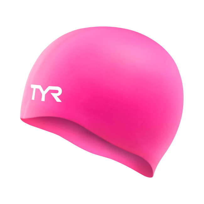 Cască înot silicon TYR Wrinkle-Free - roz fluo | fără cute
