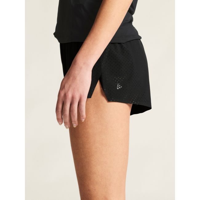 Pantaloni scurți alergare Craft Race Day Split Shorts 2 damă - negri