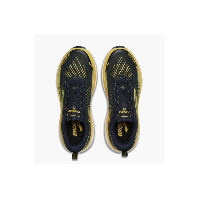 Pantofi alergare trail Brooks Cascadia 20 bărbați - bleumarin cu galben neon și gri