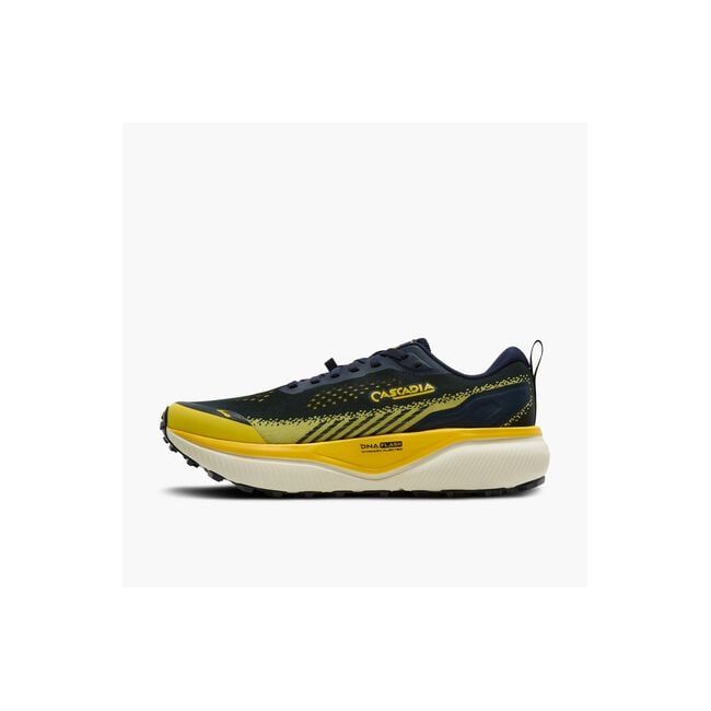 Pantofi alergare trail Brooks Cascadia 20 bărbați - bleumarin cu galben neon și gri