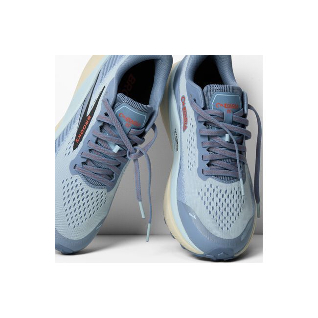 Pantofi alergare trail Brooks Cascadia 20 damă - albastru pastel cu corai