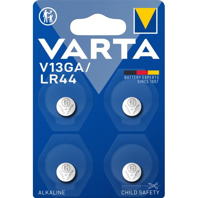 Baterie buton Varta Alkaline Special V13GA (LR44), set 4 bucati