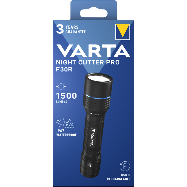 Lanterna Varta Night Cutter PRO F30R, aluminiu, 1500 lumeni