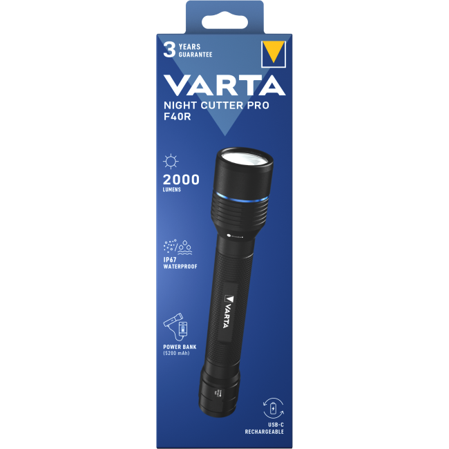 Lanterna Varta Night Cutter PRO F40R, aluminiu, 2000 lumeni