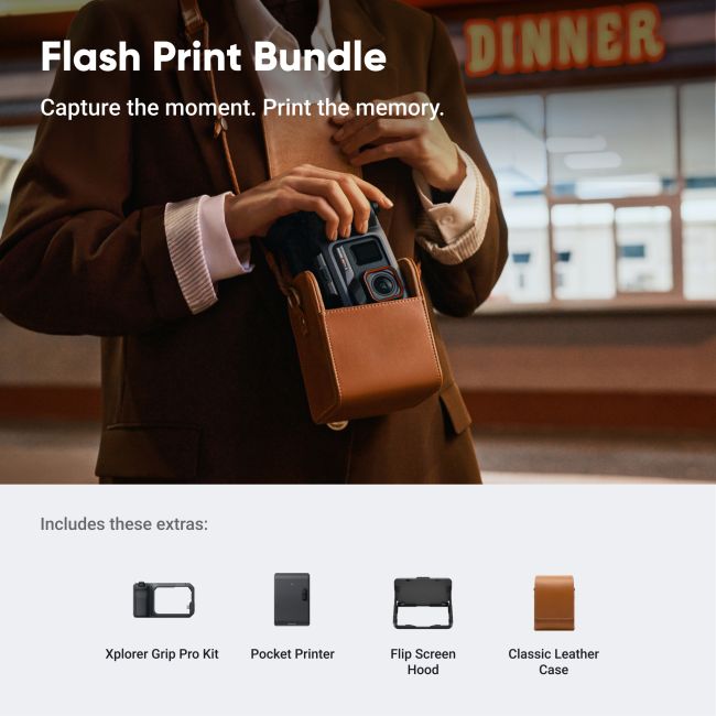 Cameră de acțiune Insta360 Ace Pro 2 Flash Print Bundle - Midnight Black