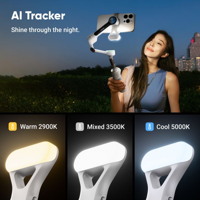 Stabilizator smartphone Insta360 Flow 2 Pro AI Tracker Bundle - alb Arctic White