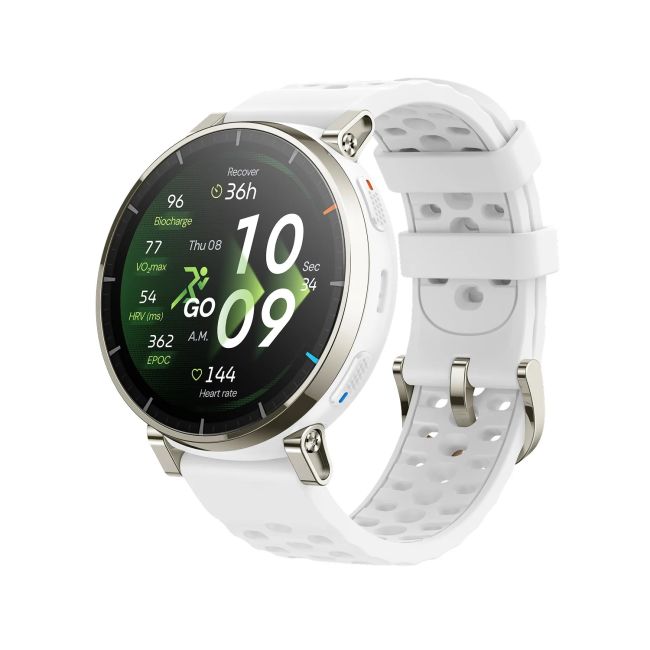 Amazfit Active 3 Premium, ceas smartwatch alergare GPS - alb Aero White 45mm