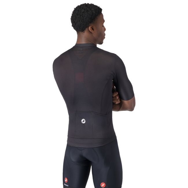 Tricou ciclism Castelli Entrata Apex bărbați - negru cu alb