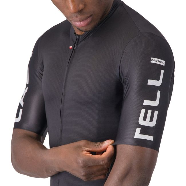 Tricou ciclism Castelli Entrata Apex bărbați - negru cu alb