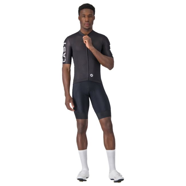 Tricou ciclism Castelli Entrata Apex bărbați - negru cu alb