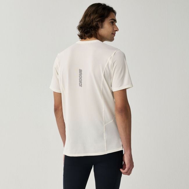 Tricou tehnic alergare Brooks High Point Short Sleeve 2.0 bărbați - crem