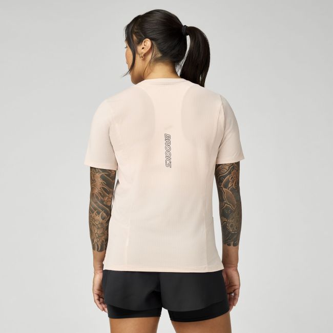 Tricou tehnic alergare Brooks High Point Short Sleeve 2.0 damă - roz prăfuit