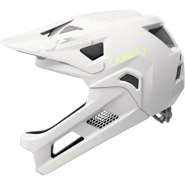 Cască copii MTB full-face Abus YouDrop FF - alb cu accente lămâie