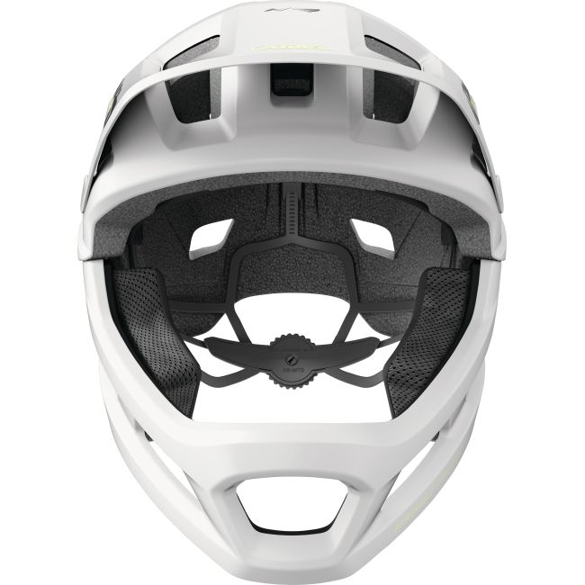 Cască copii MTB full-face Abus YouDrop FF - alb cu accente lămâie