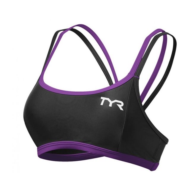 Bustieră triatlon TYR Competitor Thin Strap damă - negru cu mov