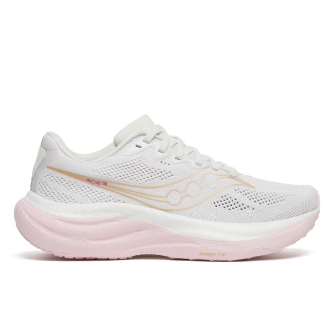 Pantofi alergare Saucony Ride 19 Wide W - alb Silk | cushioning PWRRUN+